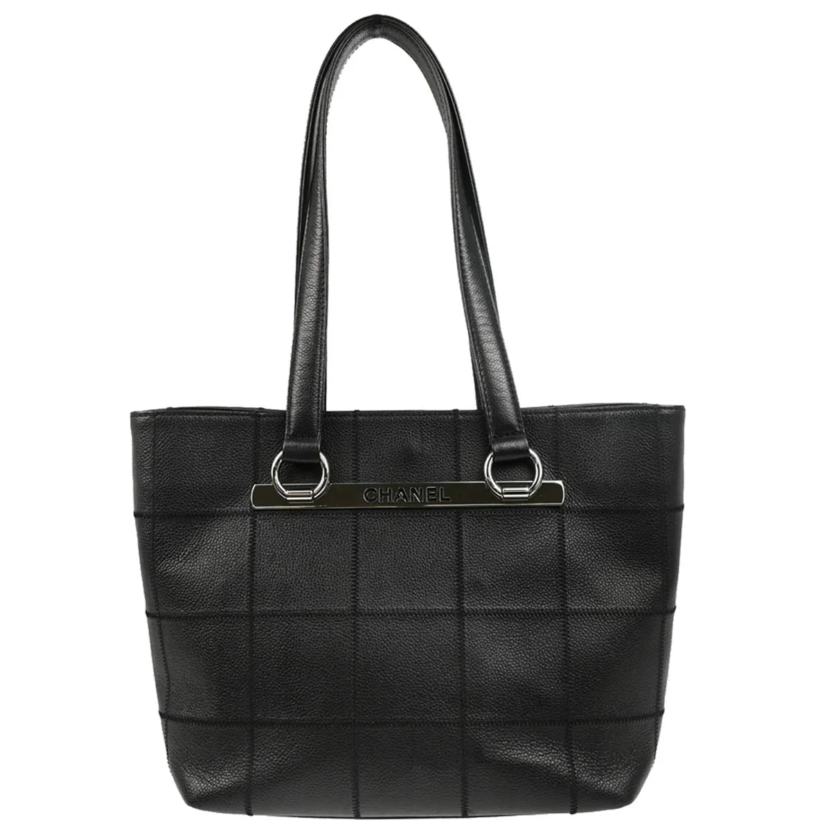 Chanel 2005-2006 Black Caviar Choco Bar Tote Bag
