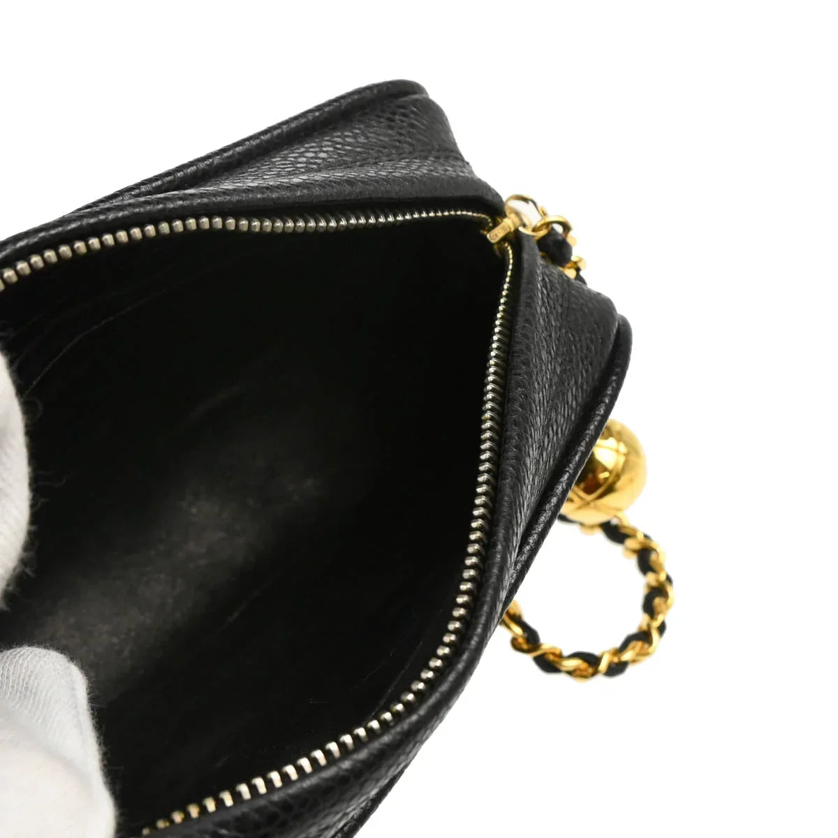 Chanel 1991-1994 Black Caviar Camera Bag Mini