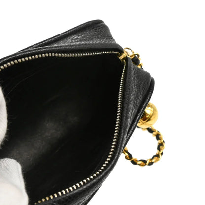 Chanel 1991-1994 Black Caviar Camera Bag Mini