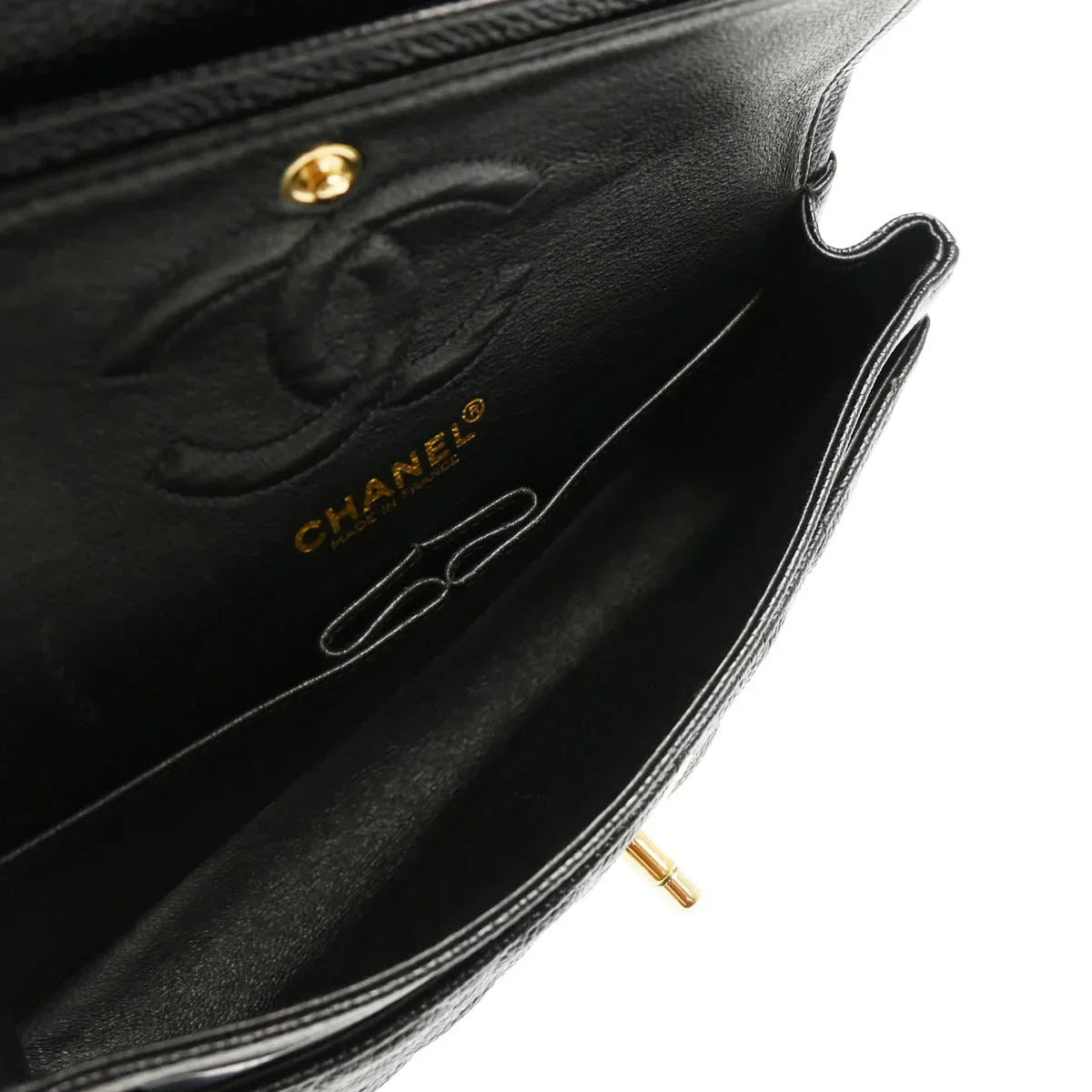 Chanel 2001-2003 Black Caviar Small Classic Double Flap Shoulder Bag