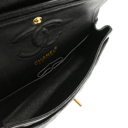 Chanel 2001-2003 Black Caviar Small Classic Double Flap Shoulder Bag