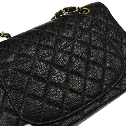Chanel 2001-2003 Black Caviar Small Classic Double Flap Shoulder Bag