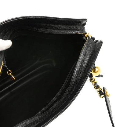 Chanel 1994-1996 Black Caviar Triple CC Shoulder Tote Bag