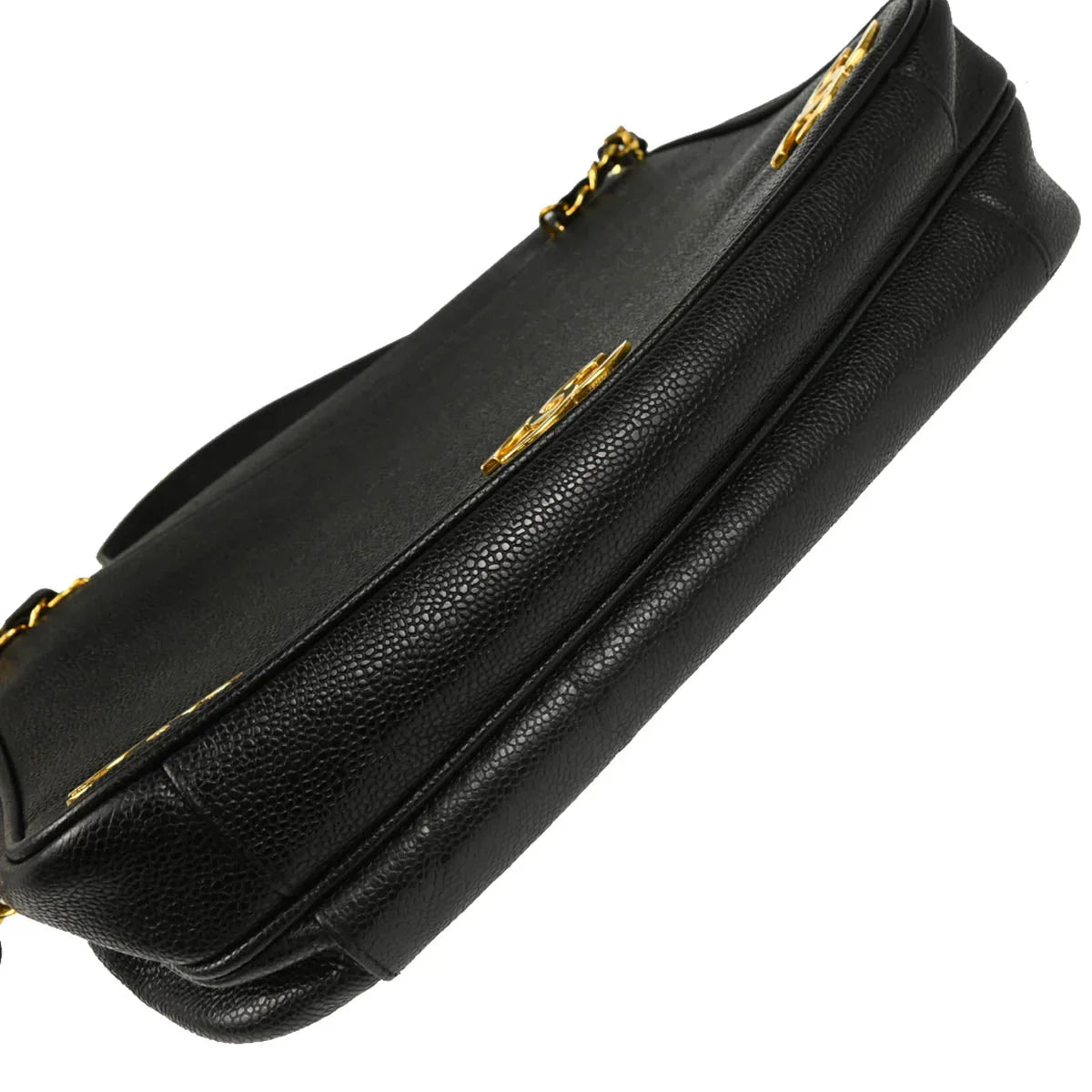 Chanel 1994-1996 Black Caviar Triple CC Shoulder Tote Bag