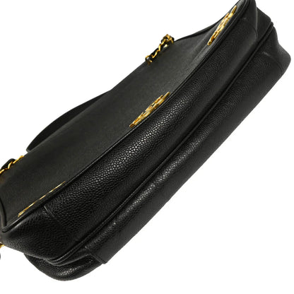 Chanel 1994-1996 Black Caviar Triple CC Shoulder Tote Bag