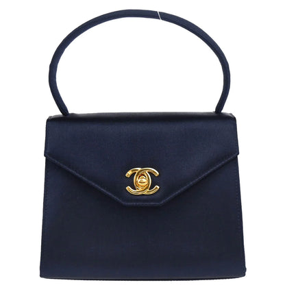 Chanel 1996-1997 Navy Satin Handbag