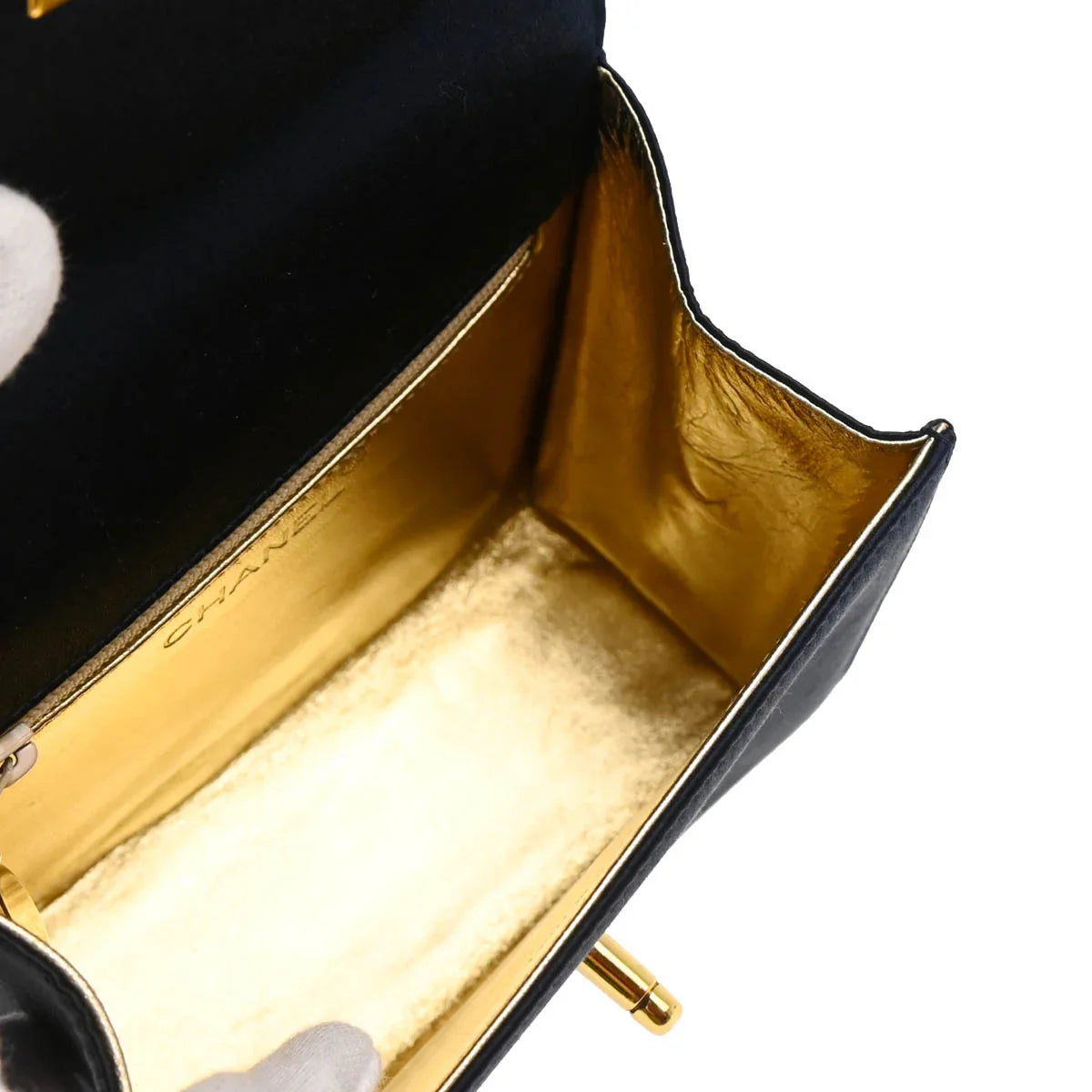Chanel 1996-1997 Navy Satin Handbag
