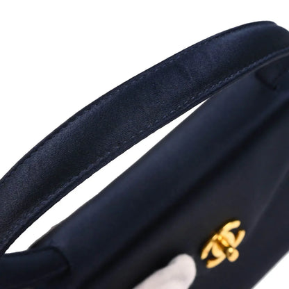 Chanel 1996-1997 Navy Satin Handbag