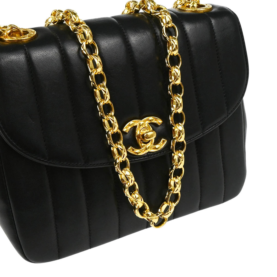 驚きの安さ Chanel Bag Shoulder Chain Mademoiselle Lambskin Black バッグ