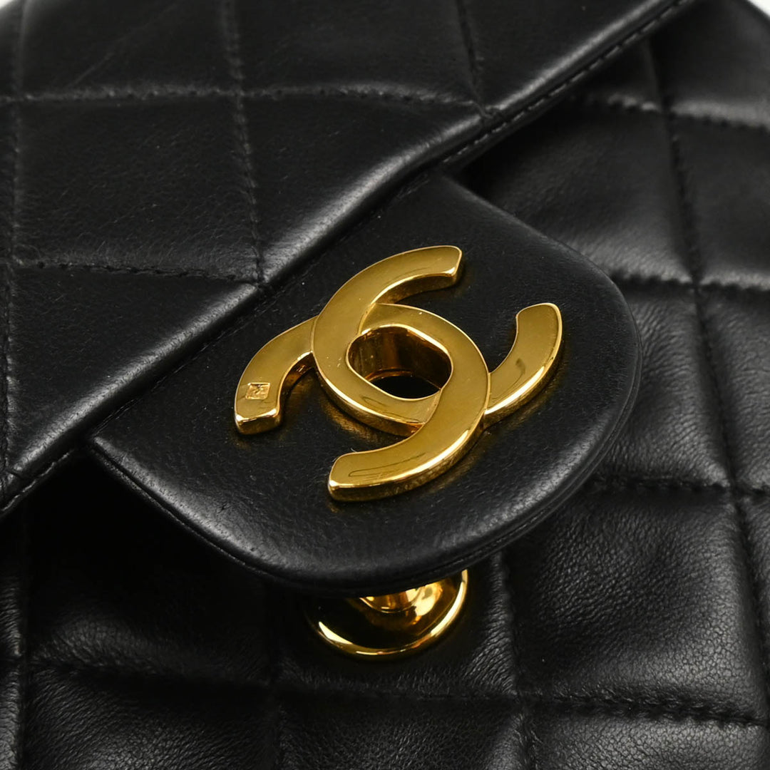 Chanel Black Lambskin Mini Classic Square Flap Shoulder Bag