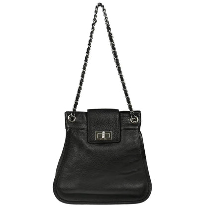 Chanel 2003-2004 Black Calfskin Mademoiselle Lock Chain Shoulder Bag