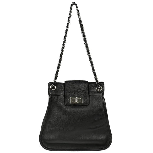Chanel 2003-2004 Black Calfskin Mademoiselle Lock Chain Shoulder Bag
