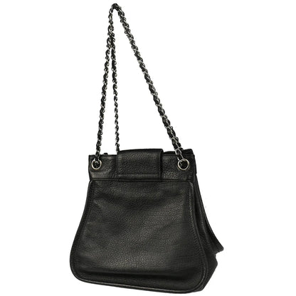 Chanel 2003-2004 Black Calfskin Mademoiselle Lock Chain Shoulder Bag