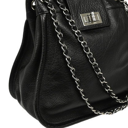 Chanel 2003-2004 Black Calfskin Mademoiselle Lock Chain Shoulder Bag