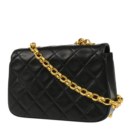 Chanel 1991-1994 Black Lambskin Chain Shoulder Bag