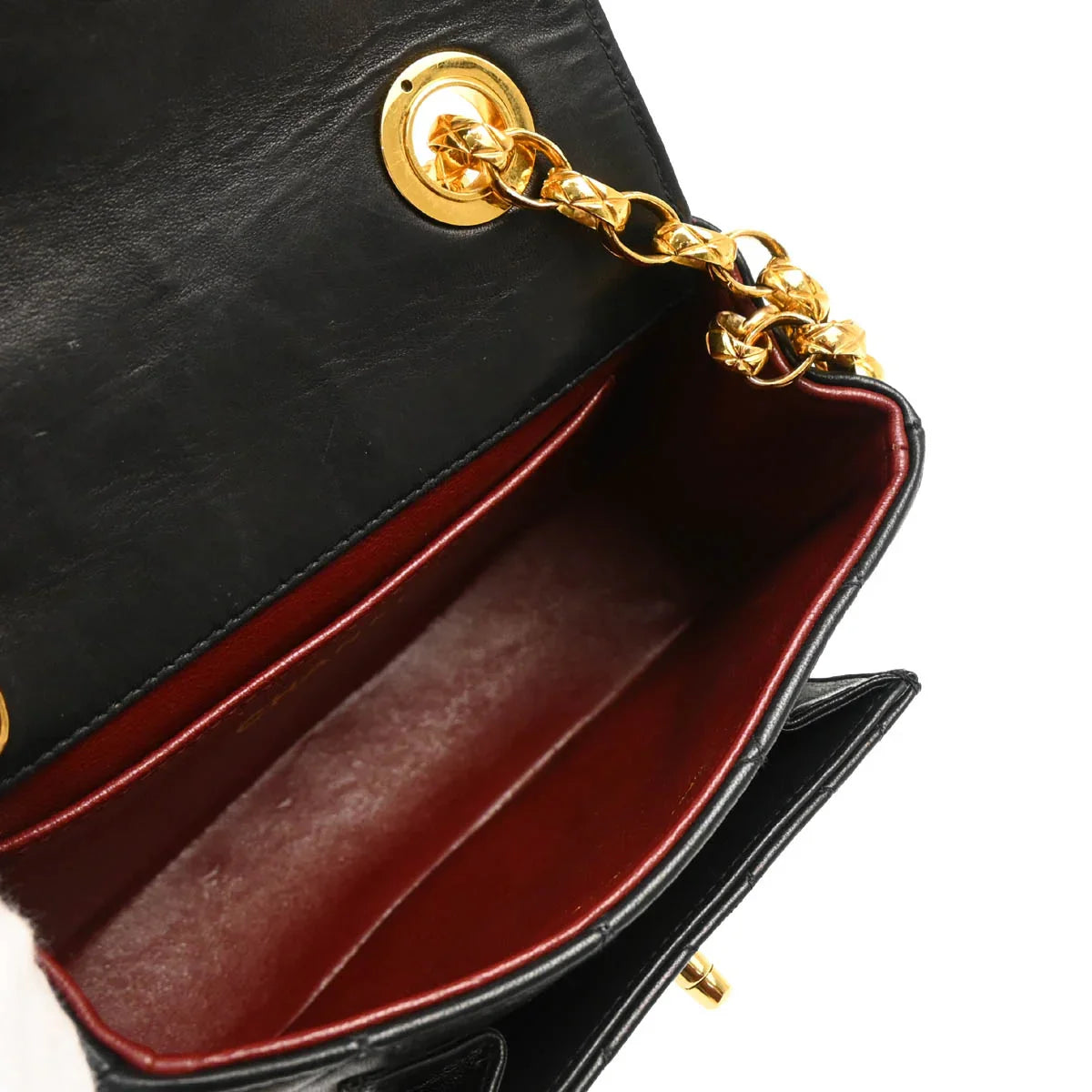 Chanel 1991-1994 Black Lambskin Chain Shoulder Bag
