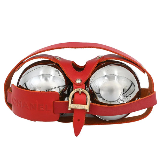 Chanel Petanque Ball Set Red Silver Small Good