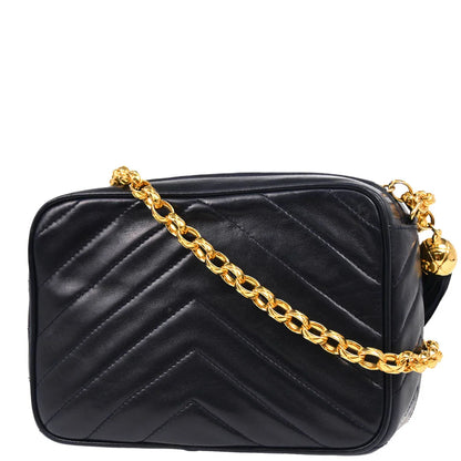 Chanel 1991-1994 Navy Lambskin Chevron Camera Bag Mini
