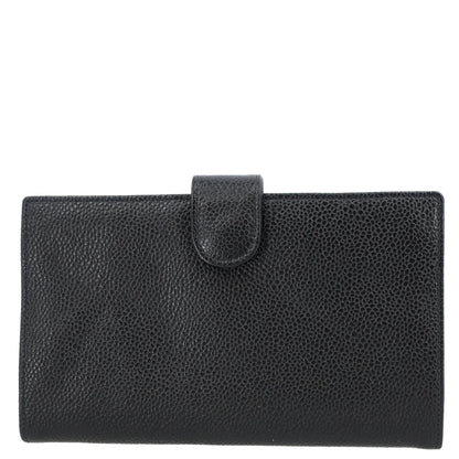 Chanel 1996-1997 Black Caviar Long Bifold Wallet