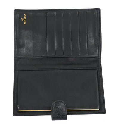 Chanel 1996-1997 Black Caviar Long Bifold Wallet