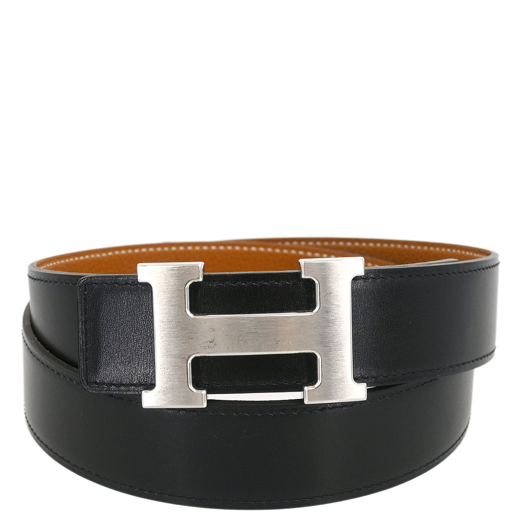 Hermes Black Box Calf Constance Reversible Belt #95 Small