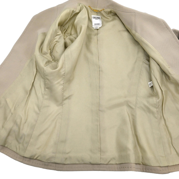 Celine Setup Suit Jacket Skirt Beige #40