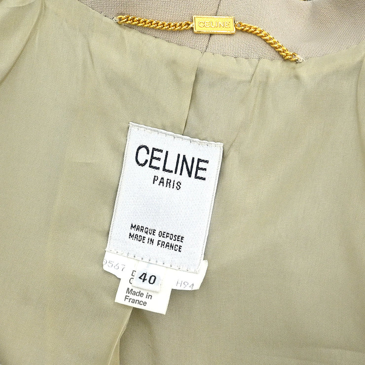 Celine Setup Suit Jacket Skirt Beige #40