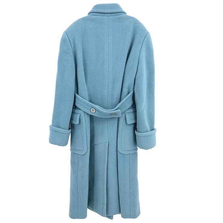 Hermes Double Breasted Coat Light Blue #36