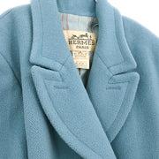 Hermes Double Breasted Coat Light Blue #36