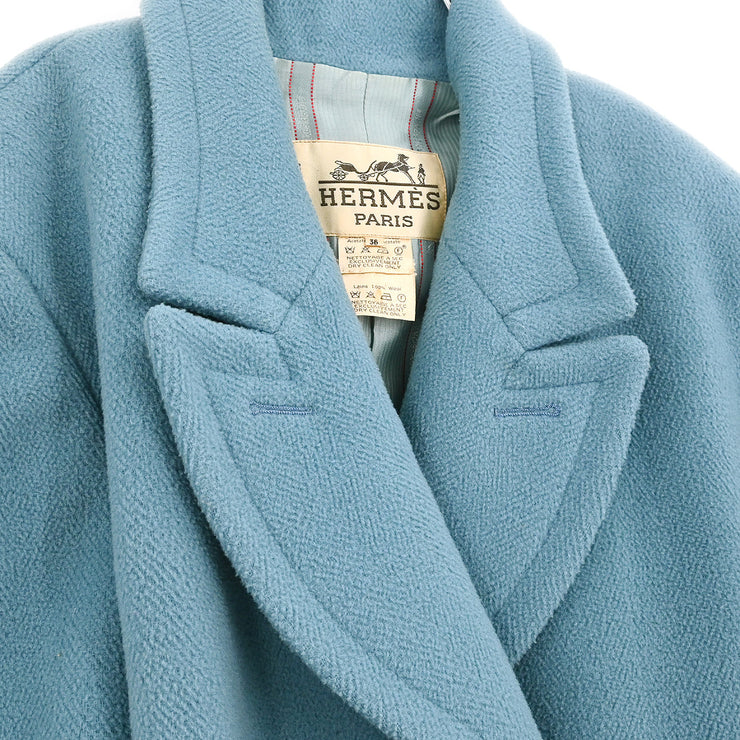 Hermes Double Breasted Coat Light Blue #36
