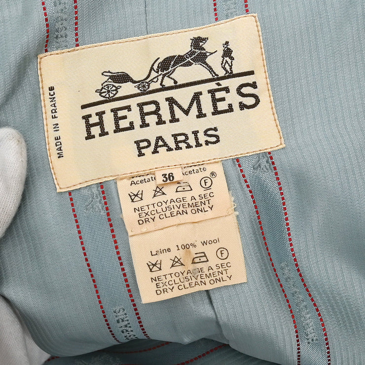 Hermes Double Breasted Coat Light Blue #36