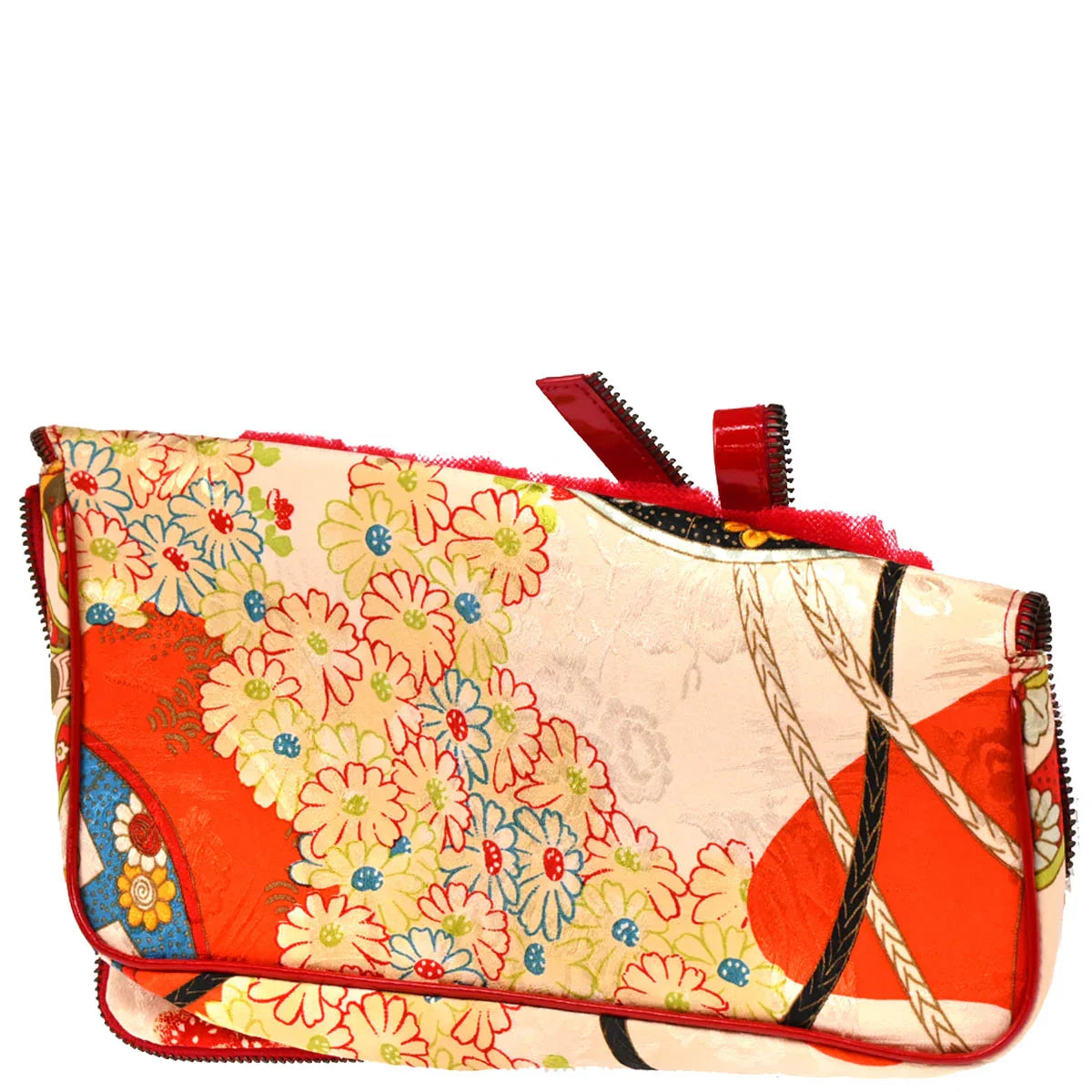 Christian 2001 Dior Multicolor Silk Embroidered Saddle Clutch