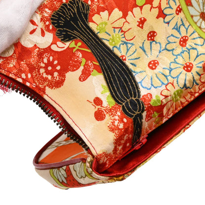 Christian 2001 Dior Multicolor Silk Embroidered Saddle Clutch