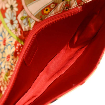 Christian 2001 Dior Multicolor Silk Embroidered Saddle Clutch