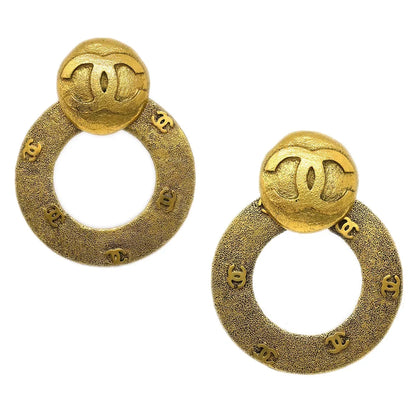 Chanel Dangle Hoop Earrings Clip-On Gold 29/2910