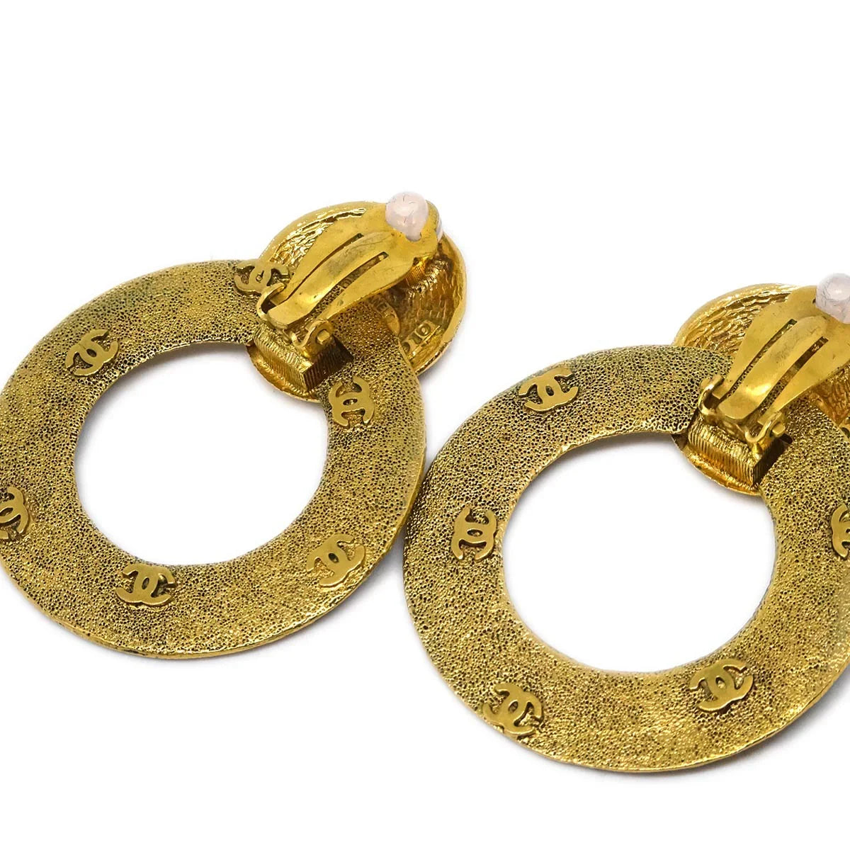 Chanel Dangle Hoop Earrings Clip-On Gold 29/2910