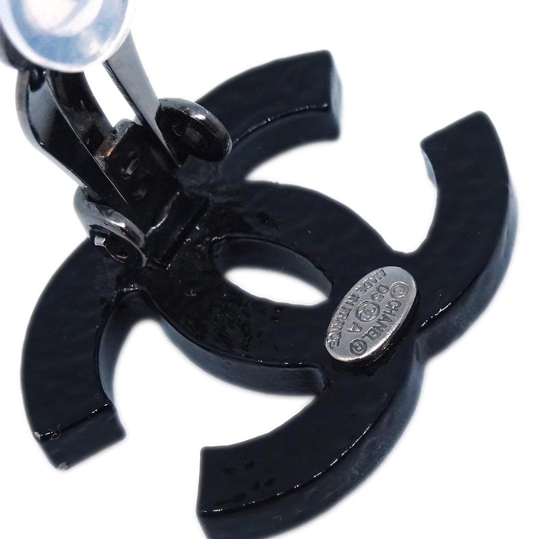 Chanel CC Earrings Clip-On Black Rhinestone 05A – AMORE