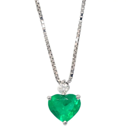 Pendant Necklace PT900 PT850 Emerald Diamond