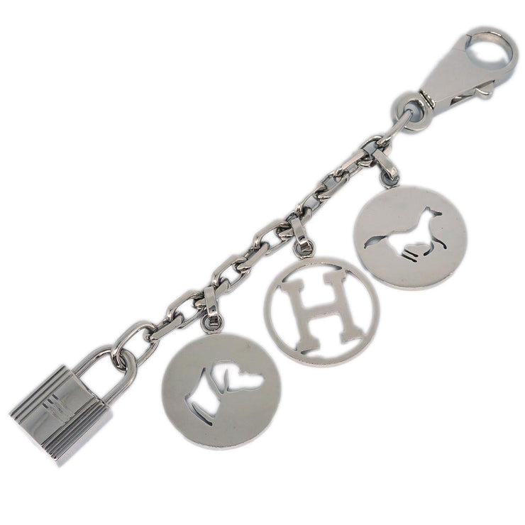 Hermes Amulet Bull Lock Key Holder Silver Small Good