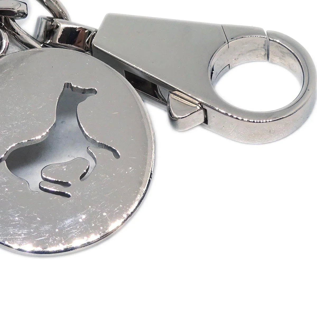 Hermes Amulet Bull Lock Key Holder Silver Small Good