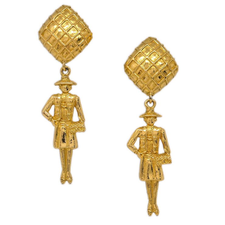 Chanel Dangle Earrings Clip-On Gold