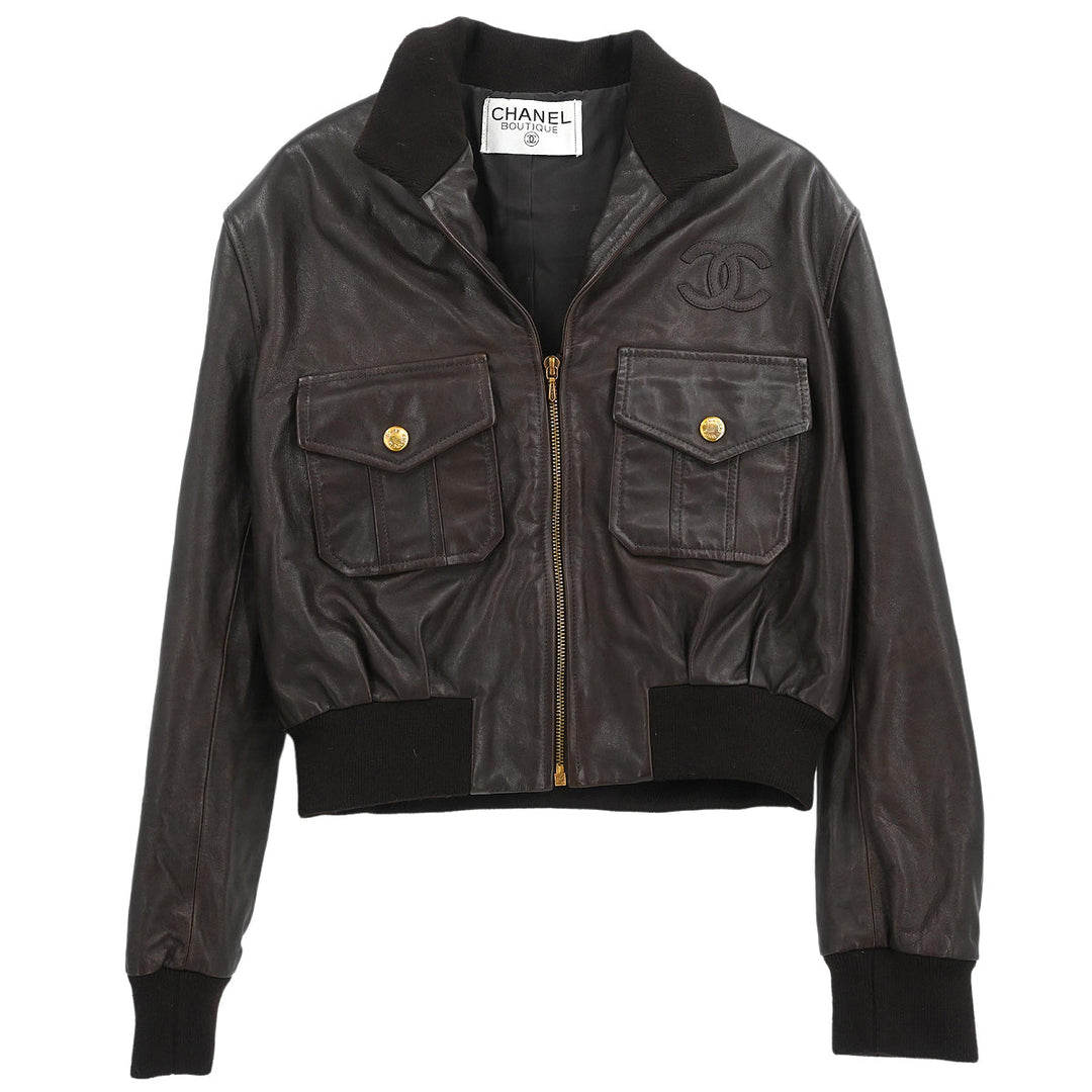 Chanel Zip Up Leather Jacket Brown – AMORE Vintage Tokyo Chanel Zip Up Leather Jacket Brown – AMORE Vintage Tokyo