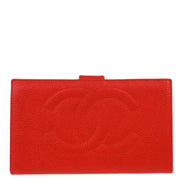 Chanel 1996-1997 Red Caviar Long Wallet Purse
