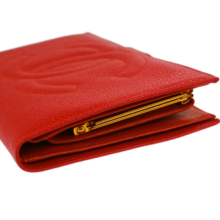 Chanel 1996-1997 Red Caviar Long Wallet Purse