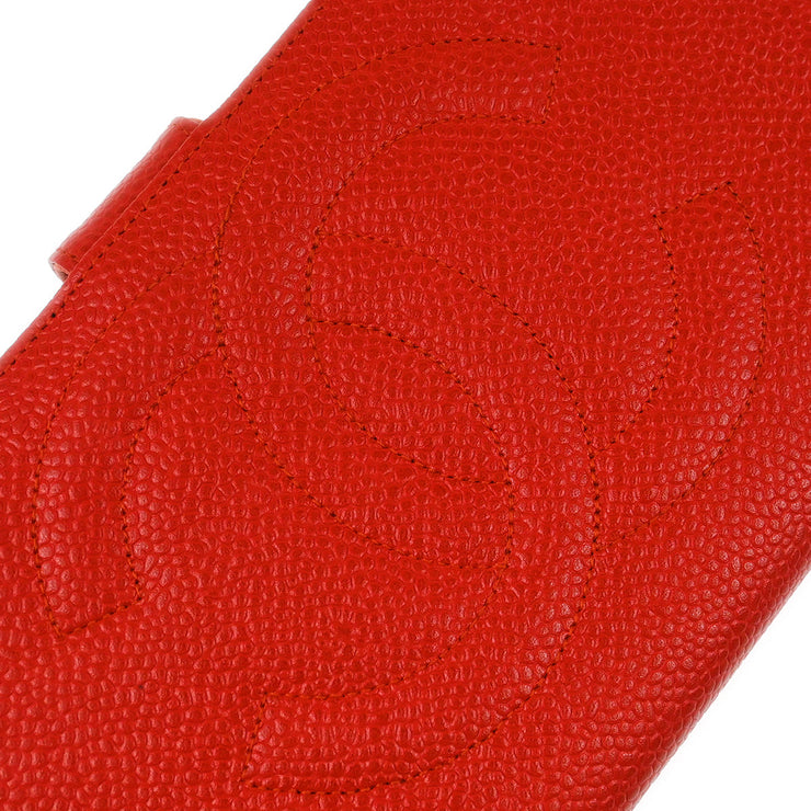 Chanel 1996-1997 Red Caviar Long Wallet Purse