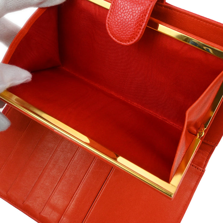 Chanel 1996-1997 Red Caviar Long Wallet Purse