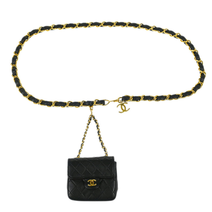 Chanel Black Lambskin Classic Flap Micro Bum Belt Bag