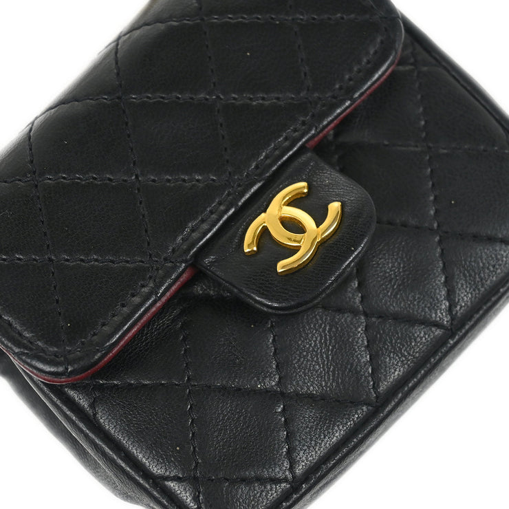Chanel Black Lambskin Classic Flap Micro Bum Belt Bag