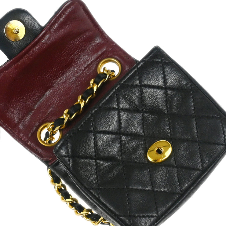 Chanel Black Lambskin Classic Flap Micro Bum Belt Bag
