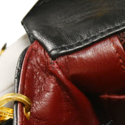 Chanel 1989-1991 Black Lambskin Turnlock Small Full Flap Shoulder Bag